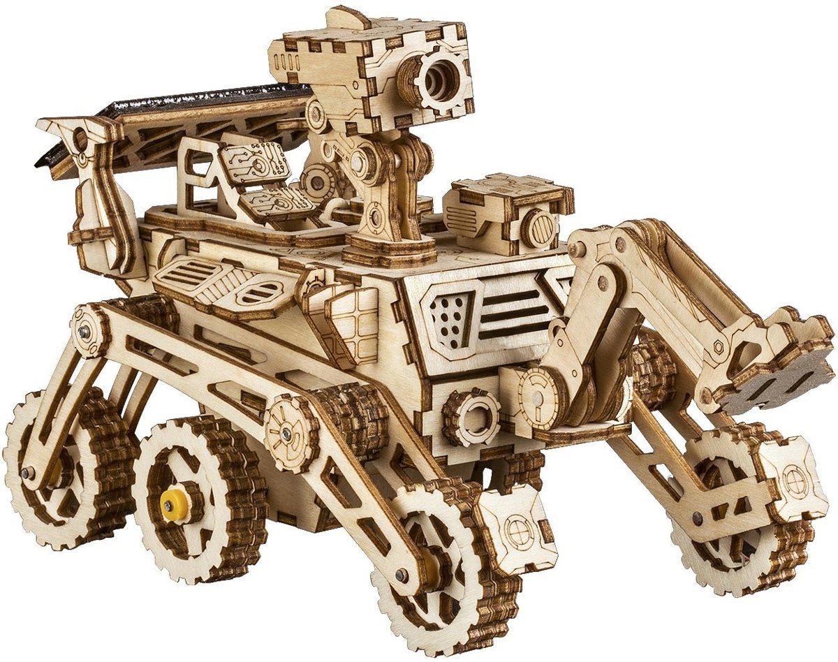 Robotime Curiosity Rover met zonnecel LS402 - Houten Modelbouw - DIY