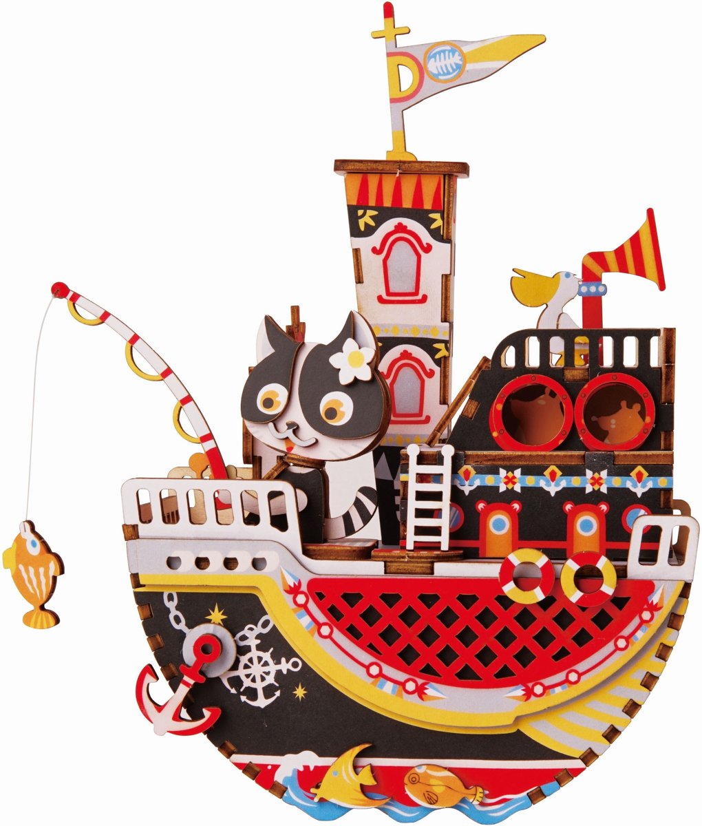 Robotime DIY Muziekdoos - Vissende Kat