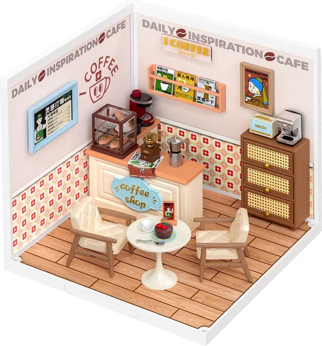Robotime Daily Inspiration Cafe DW001 - Miniatuur - Poppenhuis - Knutselen - DIY