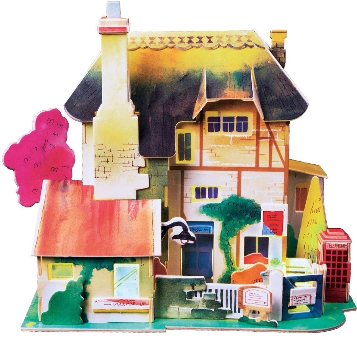 Robotime Engelse Hut SJ304 - Houten modelbouw - Miniatuur Huis met LED licht - DIY