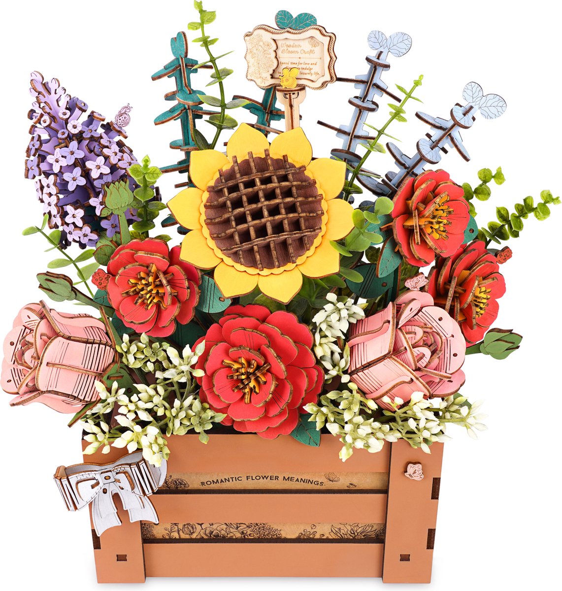 Robotime Rowood Wooden Bloom Box - TW02H - Bloemen - Bouwpakket - Knutselen - Cadeautip - Hobby - Modelbouw