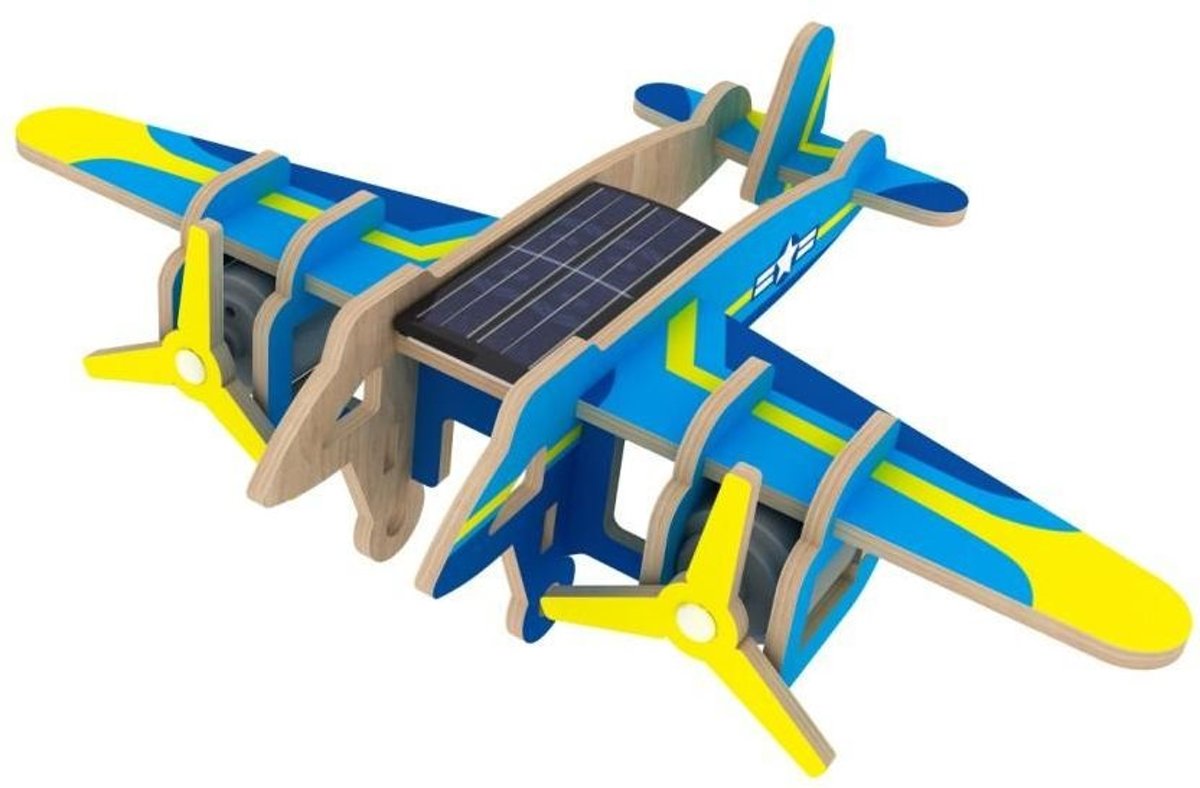 Robotime Solar Houten Modelkit met Papiercoating - Bomber Aircraft