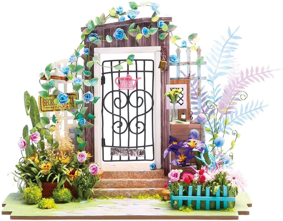 Robotime Tuin Ingang DGM02 - Houten Modelbouw - Mini Poppenhuis met LED licht - DIY