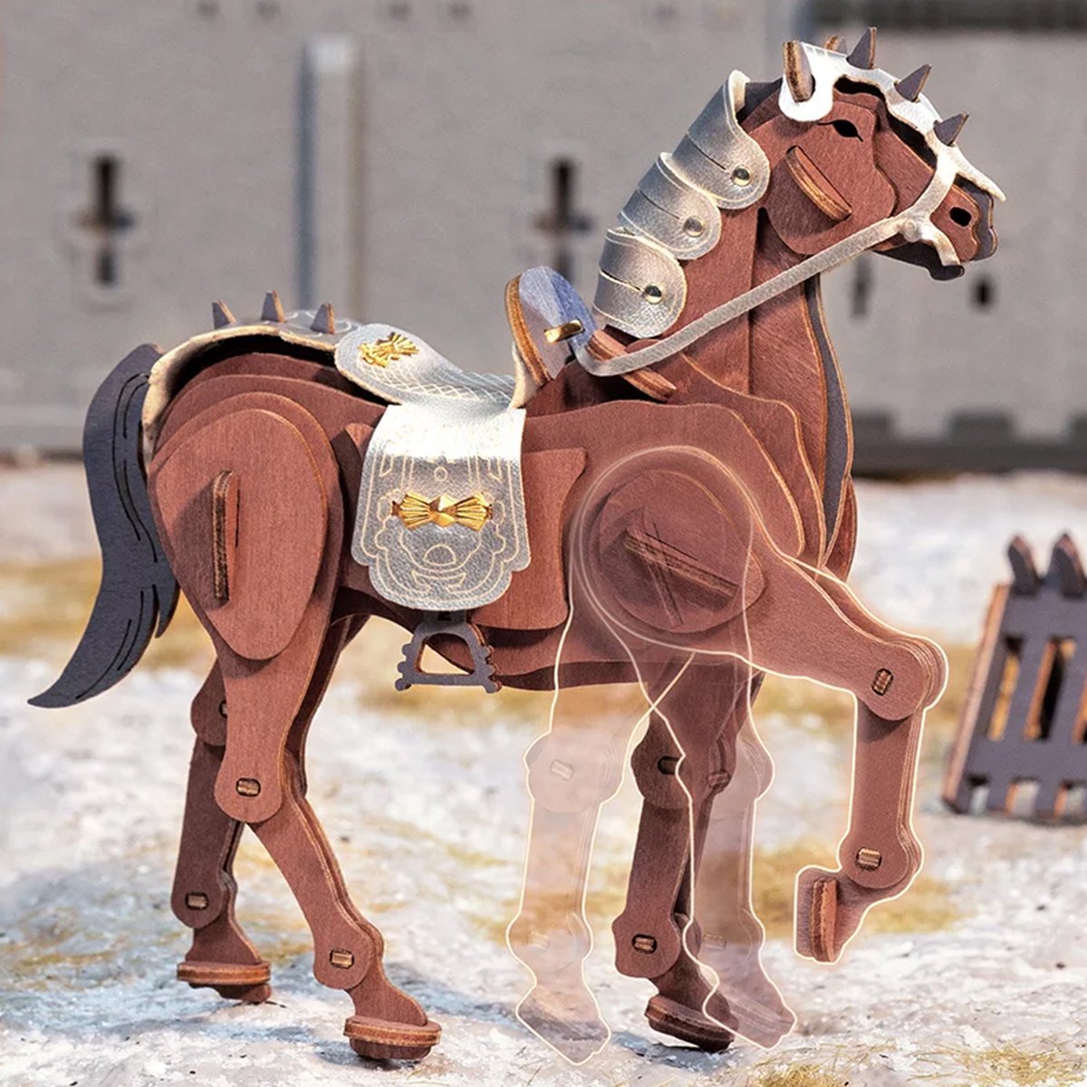 Robotime Warrior Horse - Houten 3D DIY bouwset - TWA01 - Houten bouwpakket - Knutselen