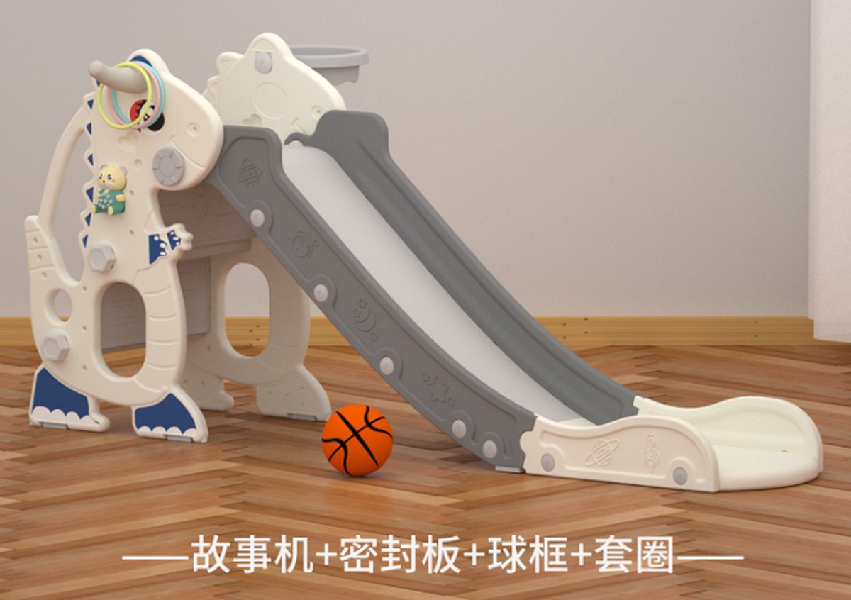 Glijbaan - Buitenspeelgoed - Antislip - Wit - Hoge kwaliteit - Met Basketbalspel van Rockerz Outdoor