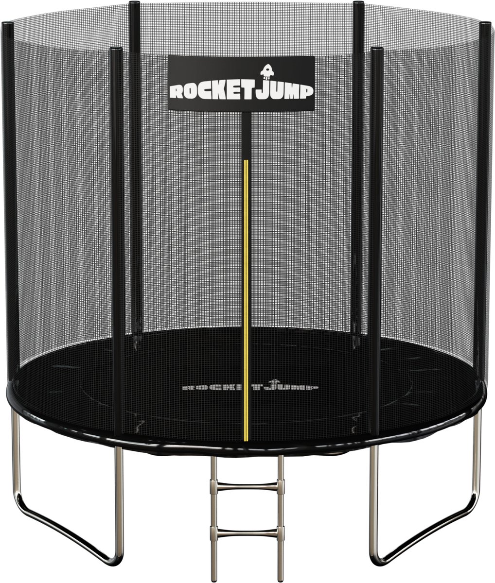 RocketJump XT24 Trampoline - Inclusief ladder en veiligheidsnet - Trampoline 244 cm - Zwart
