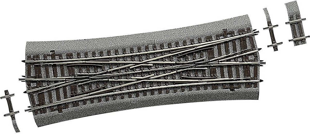 H0 RocoLine (met ballastbed) 42594 Engels wissel, Dubbel DKW15 voor handbediening 15 ° 230 mm