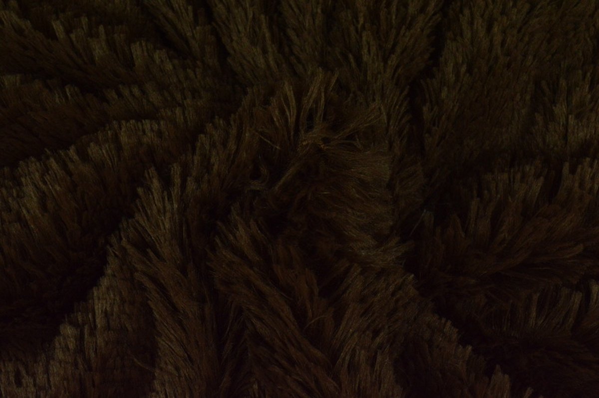 10 meter bont stof - Langharig - Bruin - Pluche stof op rol