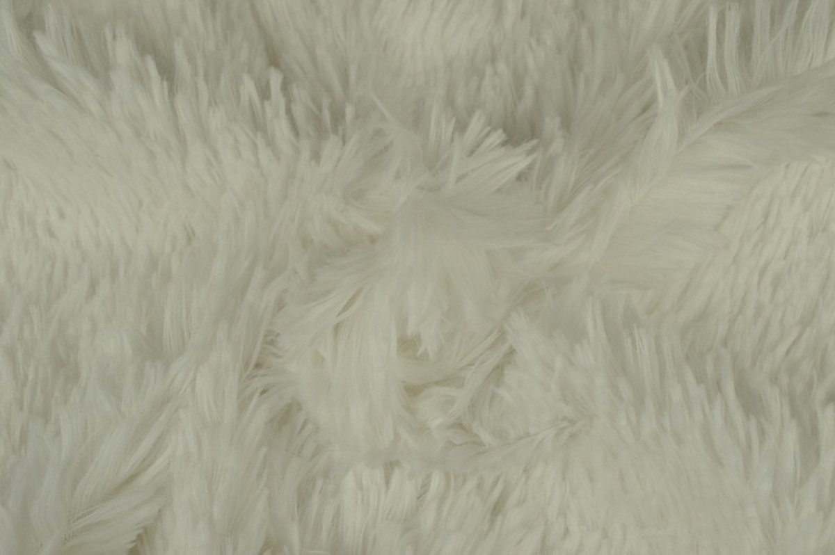 10 meter bont stof - Langharig - Wit - Pluche stof op rol