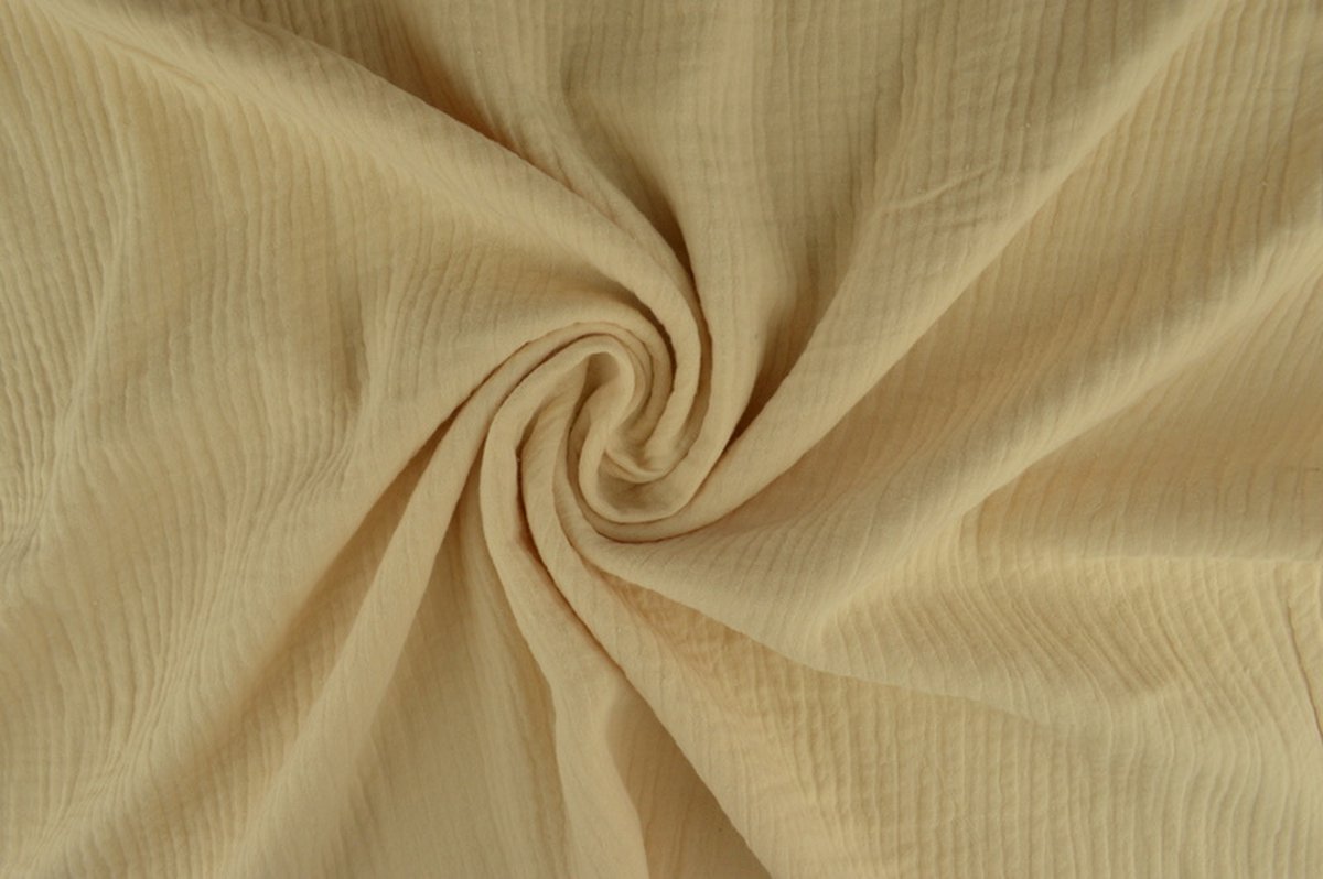 10 meter mousseline stof op rol - Champagne - 135cm breed - Double gauze op rol