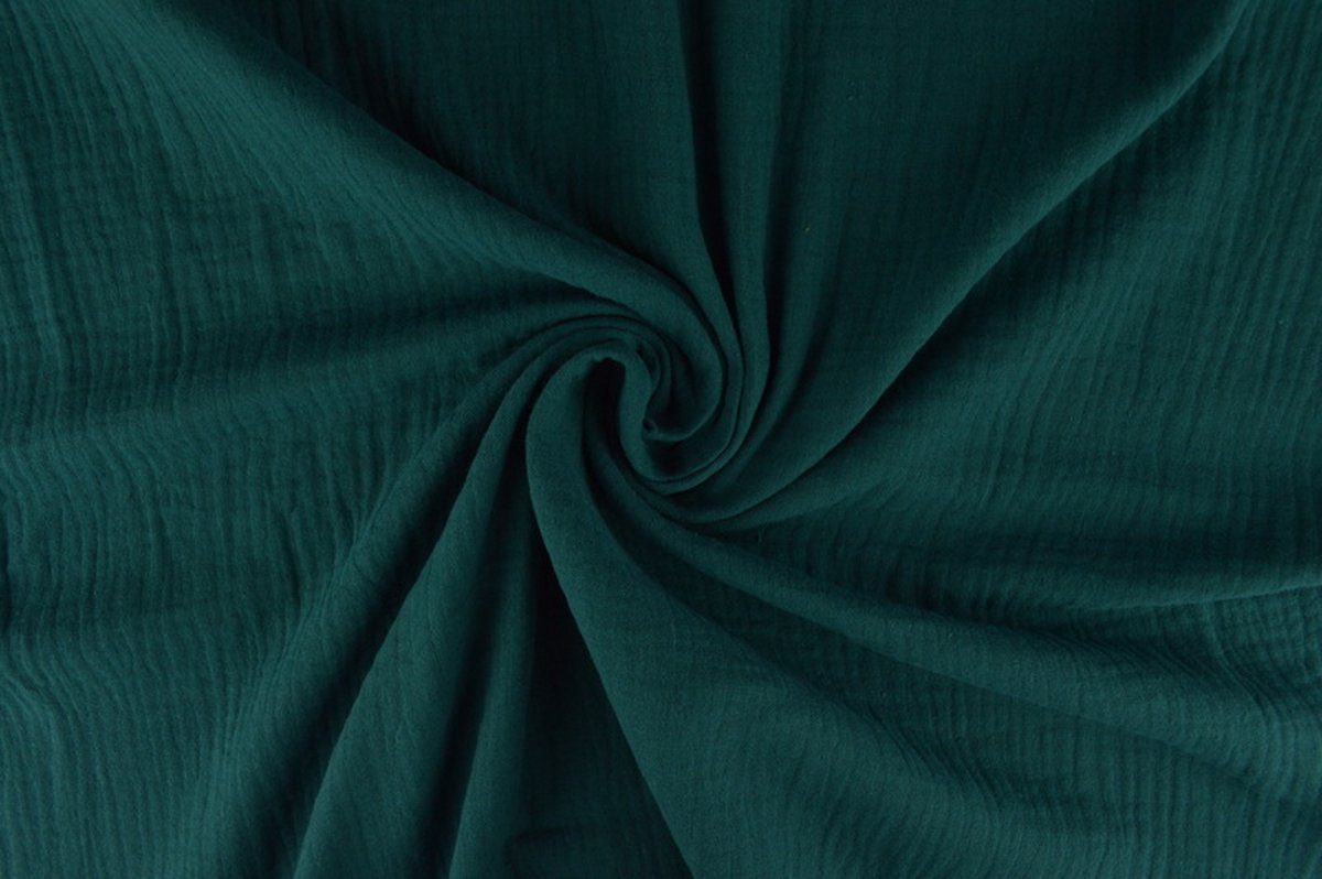 10 meter mousseline stof op rol - Donker petrol - 135cm breed - Double gauze op rol