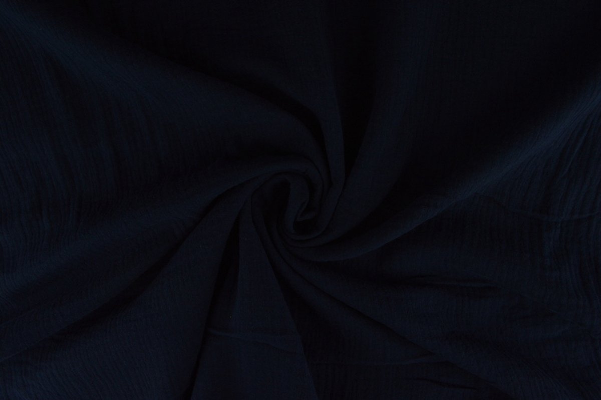 10 meter mousseline stof op rol - Marineblauw - 135cm breed - Double gauze op rol