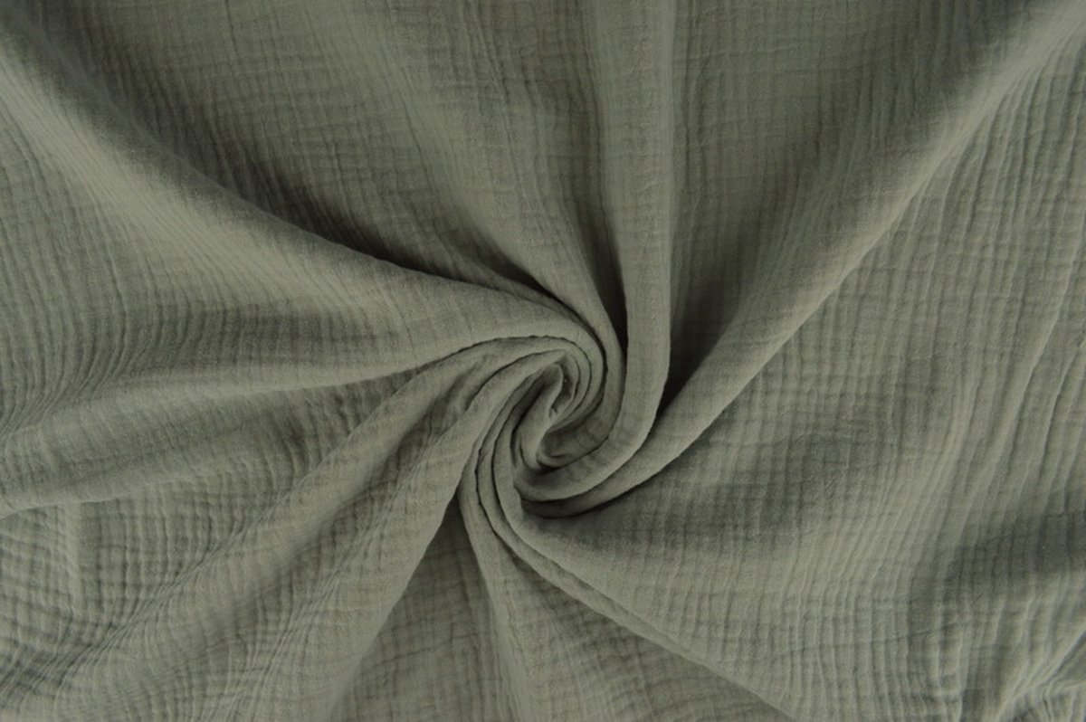 10 meter mousseline stof op rol - Zilvergrijs - 135cm breed - Double gauze op rol
