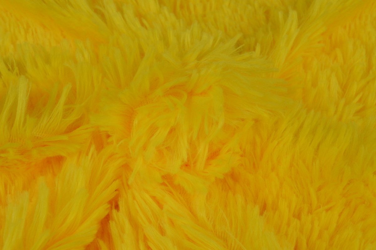 30 meter bont stof - Langharig - Geel - Pluche stof op rol