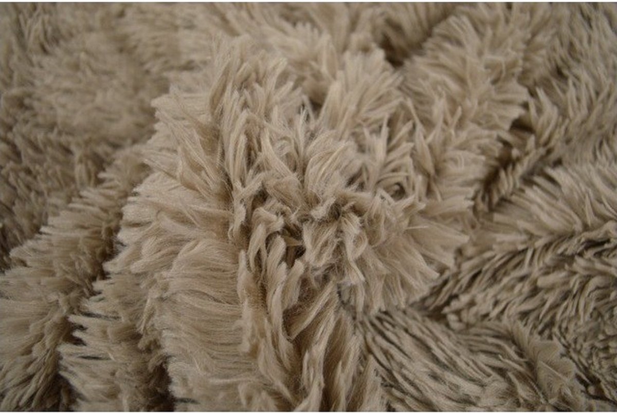 30 meter bont stof - Langharig - Taupe - Pluche stof op rol