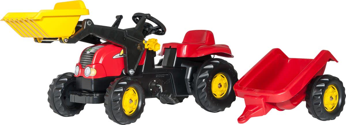 Rolly Toys Rollykid Rood - Traptractor Met Aanhanger en Frontlader