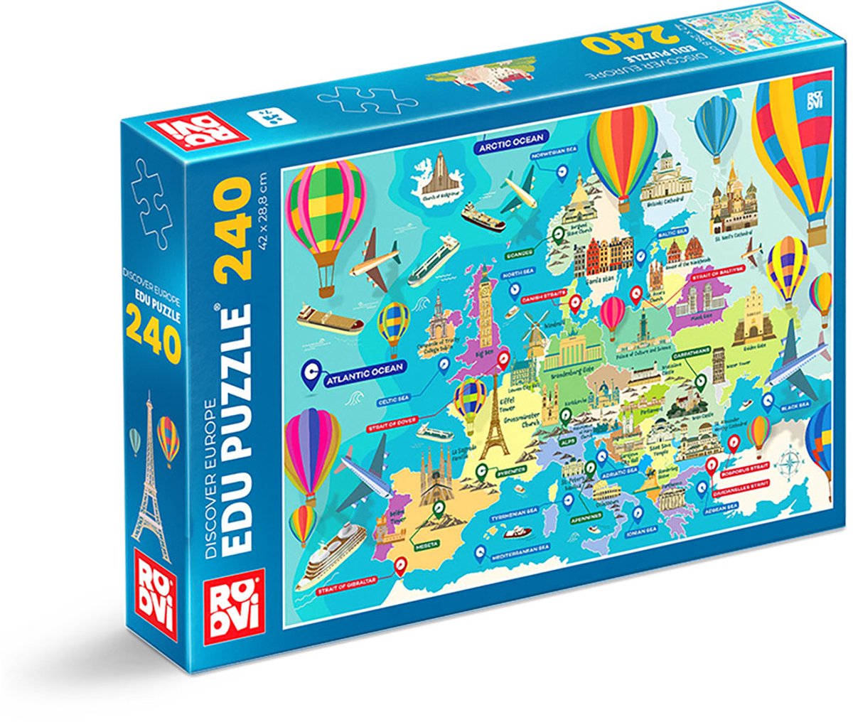 Roovi legpuzzel Europa ontdekking 240 stukjes educatief speelgoed.