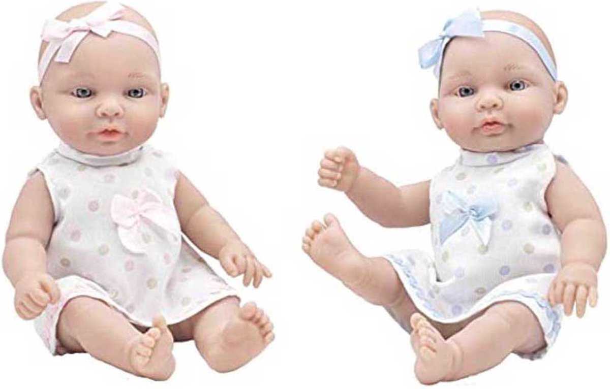 Rosa Toys Roze En Blauwe Tweelingjurkjes Voor Poppen 28 Cm Transparant