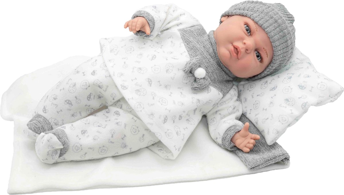 RosaToys Babypop Roma Grijs-Wit 40 cm