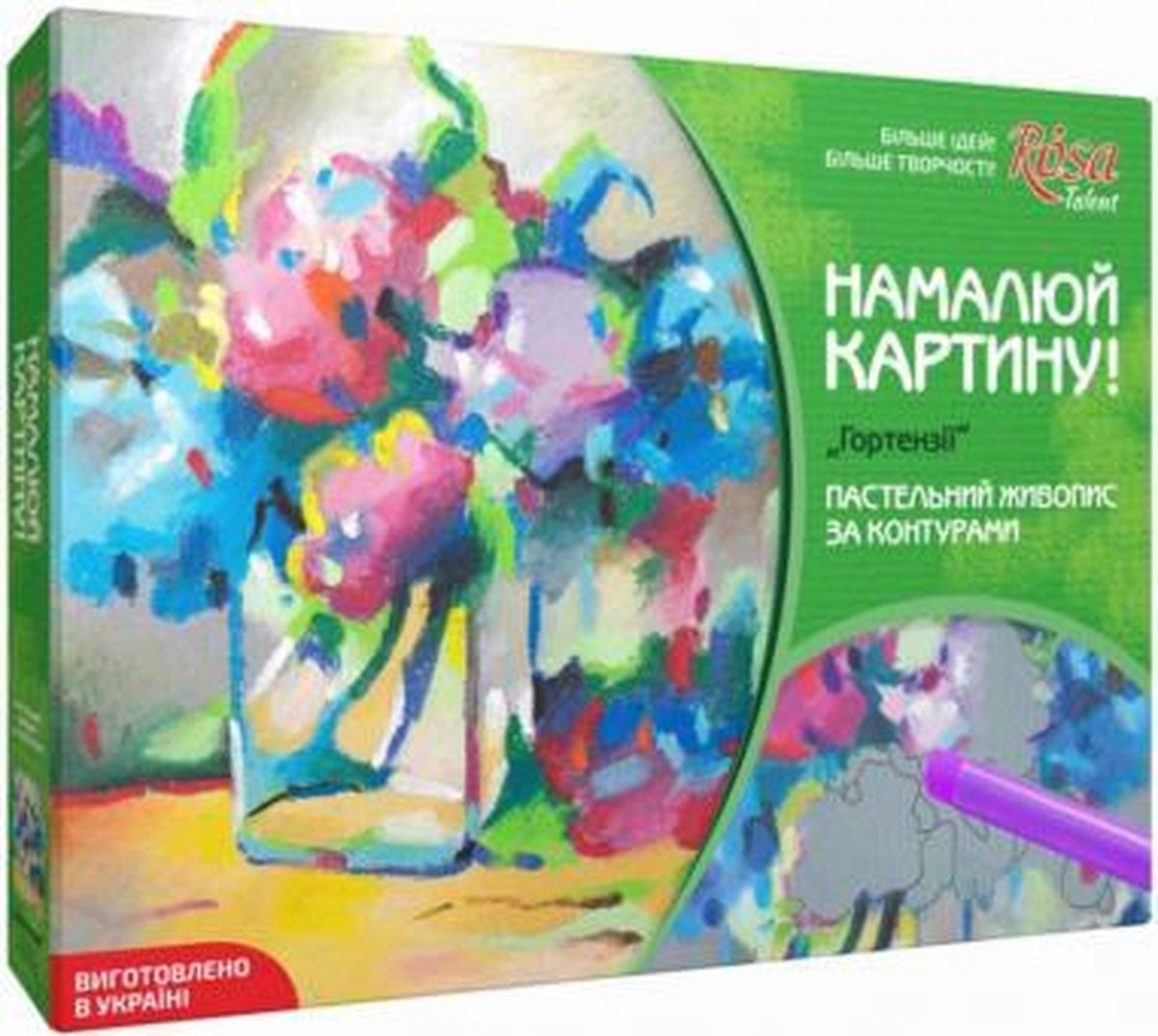 Rosa Start Oliepastel Hortensia Set 25x35 cm