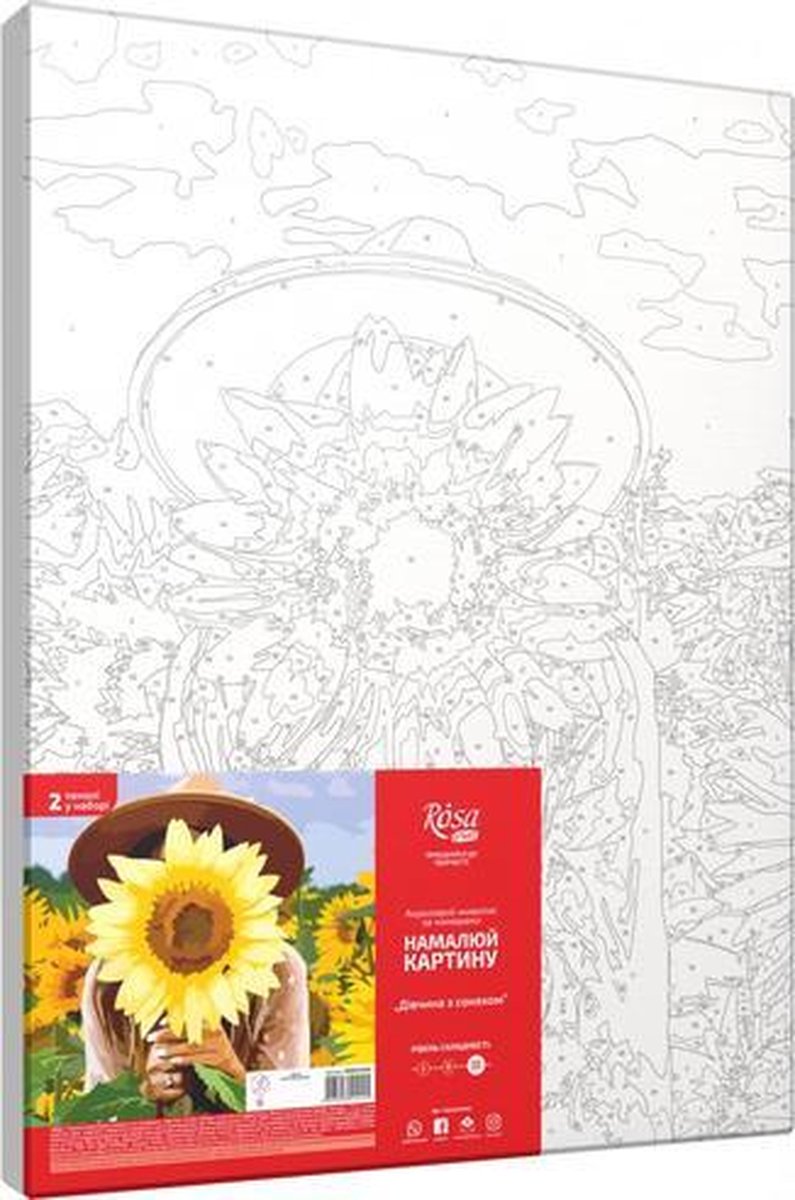 Rosa Start Schilderen op Nummer Meisje met Zonnebloemen 35x45 cm