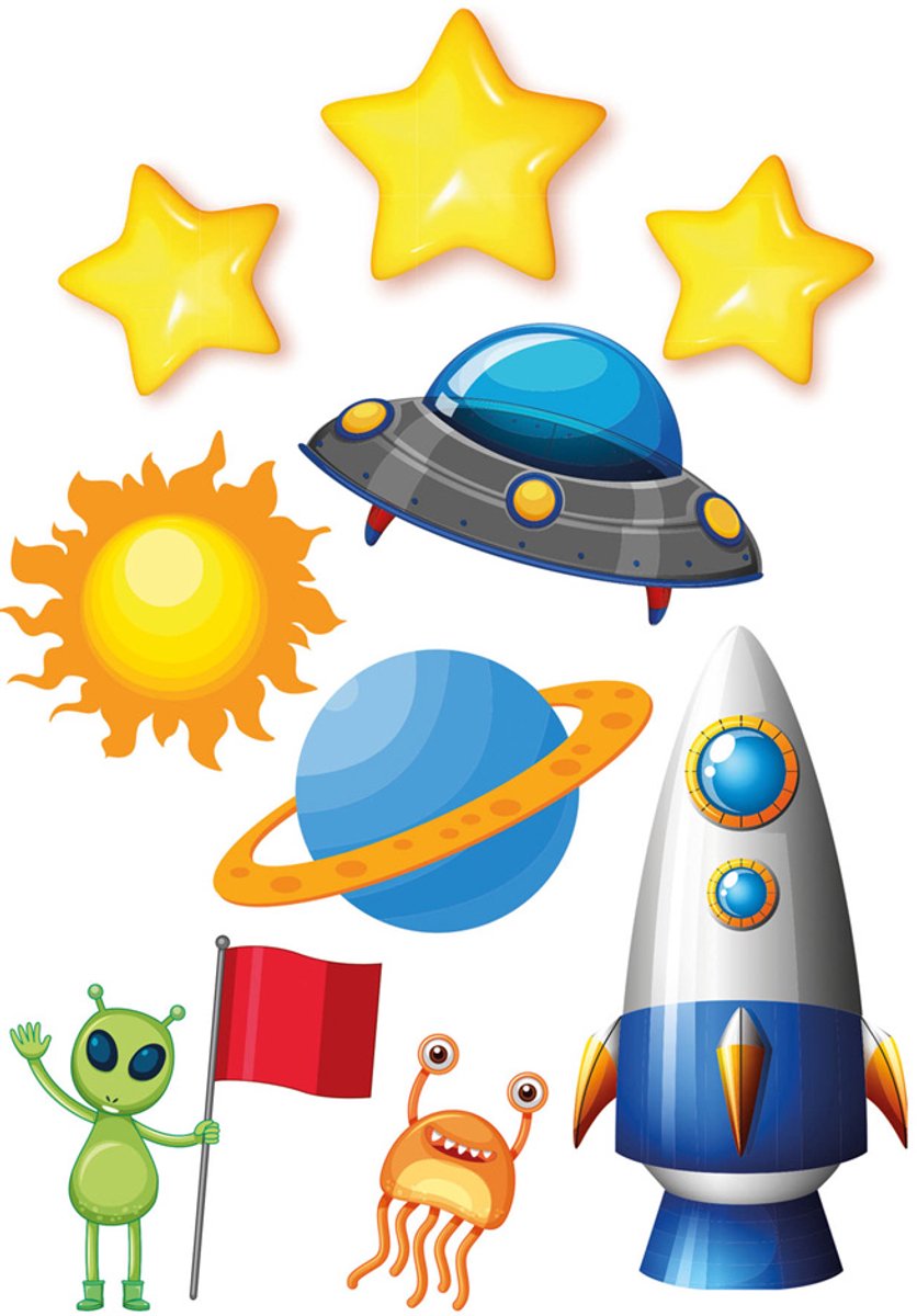 Strijkdecoratie voor zelfgemaakte stoffen schooltas, ruimtevaart-thema.