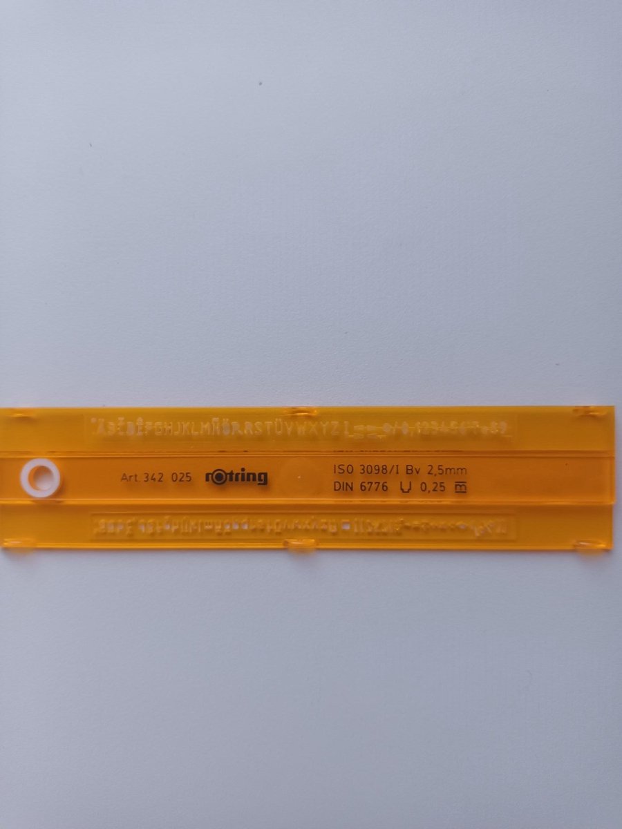 SJABLOON ROTRING 0.25X2.5MM 342025 ISO3098/1 DIN6776