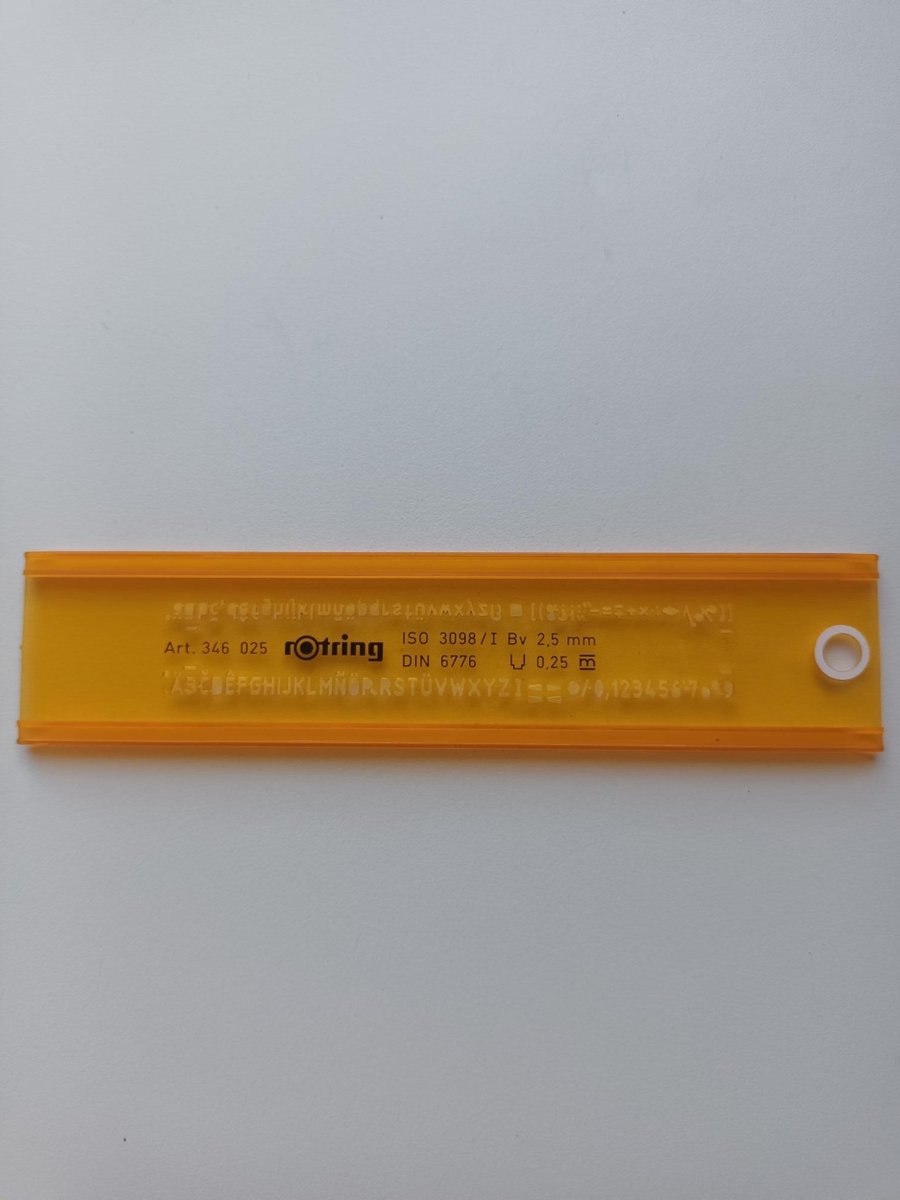 SJABLOON ROTRING 0.25X2.5MM 346025 ISO3098/1 DIN6776