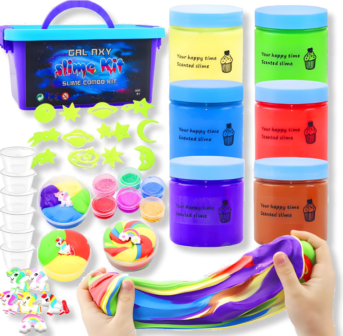  ® Slijm - XXL Galaxy Slime Kit - 32 onderdelen - Helder Slijm - Speelslijm - Educatief Speelgoed – Motoriek Speelgoed - butter slime