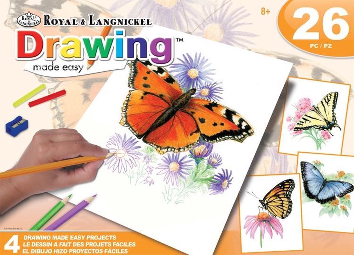 AVS-DME202 Drawing Made Easy Activity Set - 4 Projects BUTTERFLIES BOX