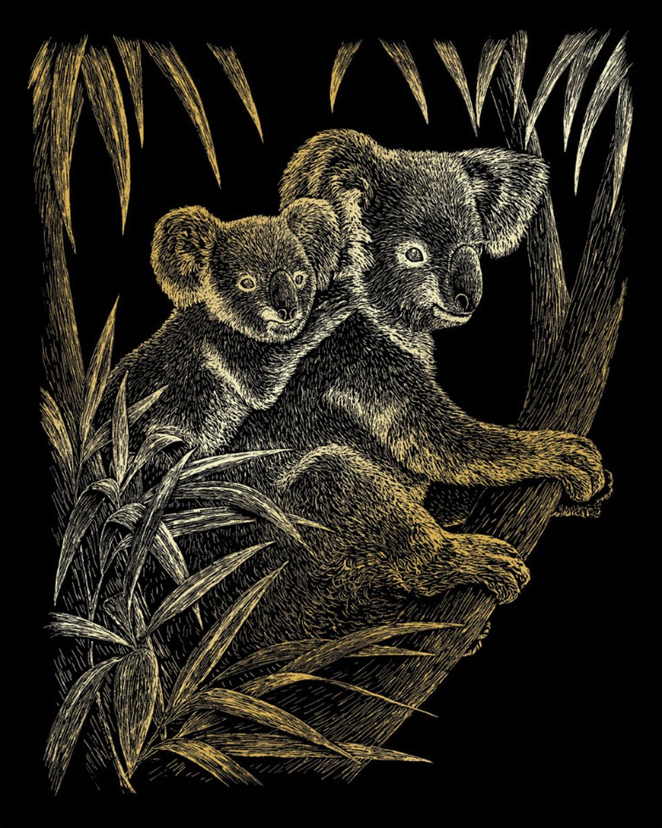 Kraskaart goud 203mm x 254mm - Koalas