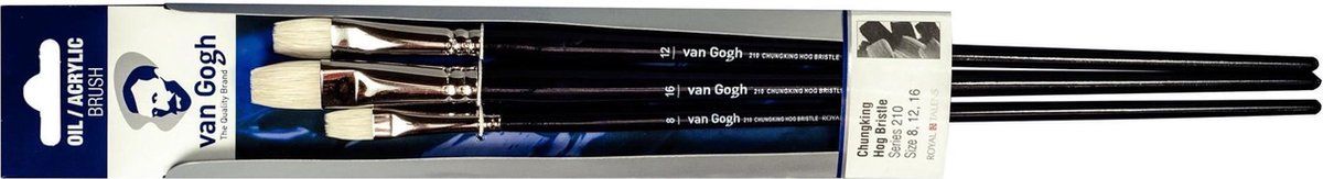Talens - Van Gogh - Penselen Set - Olie & Acrylverf - Serie 210 nr. 8-12-16 - 3 Stuks