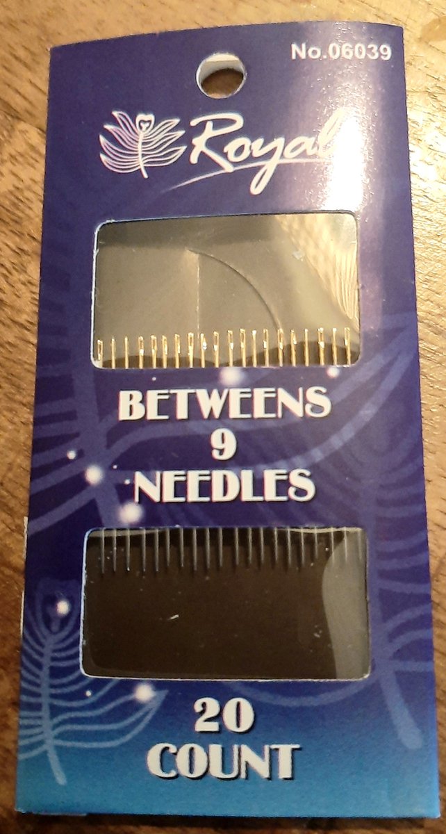 Royal 20 betweens needles no. 9 - gouden oog - naalden voor quilten en borduren small - 36 mm lang 0,9 mm dik - handnaald