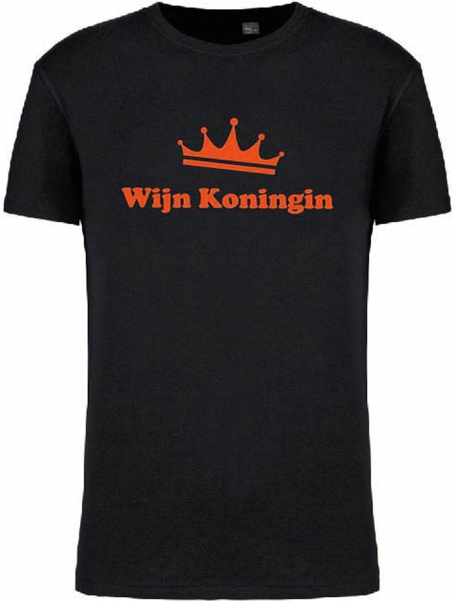 Wijn Koningin T-shirt – Zwart – Dames – Comfortabel – Perfect voor Feest & Festival – Maat XXL