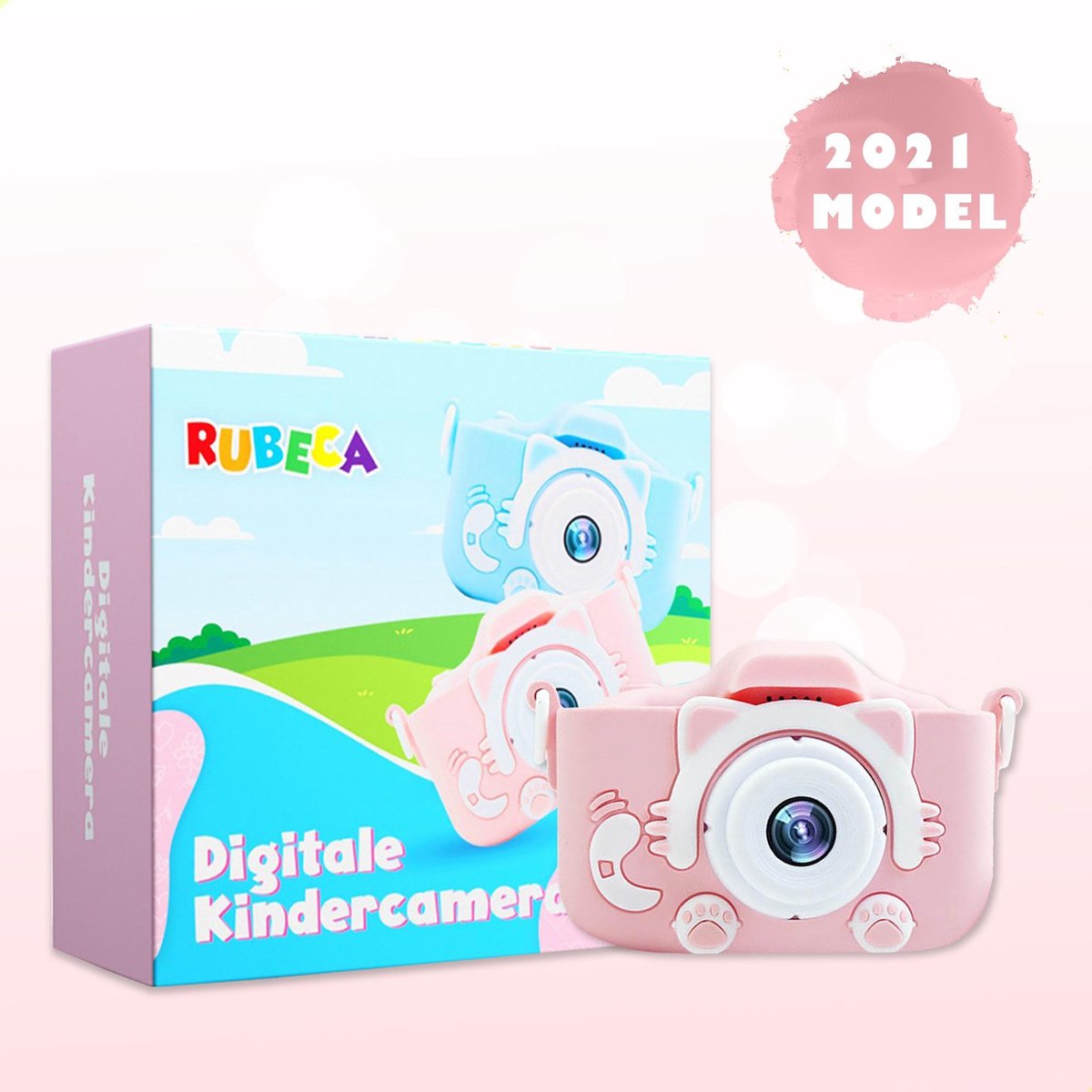 Digitale Kindercamera Roze Met Gratis 32GB Micro SD Kaart + SD Card Reader - Veiligheids Keykoord - 1080p HD - USB Oplaadbaar - Compact - Schokbestendig Fototoestel Voor Kinderen - Vlog Camera + NL Handleiding