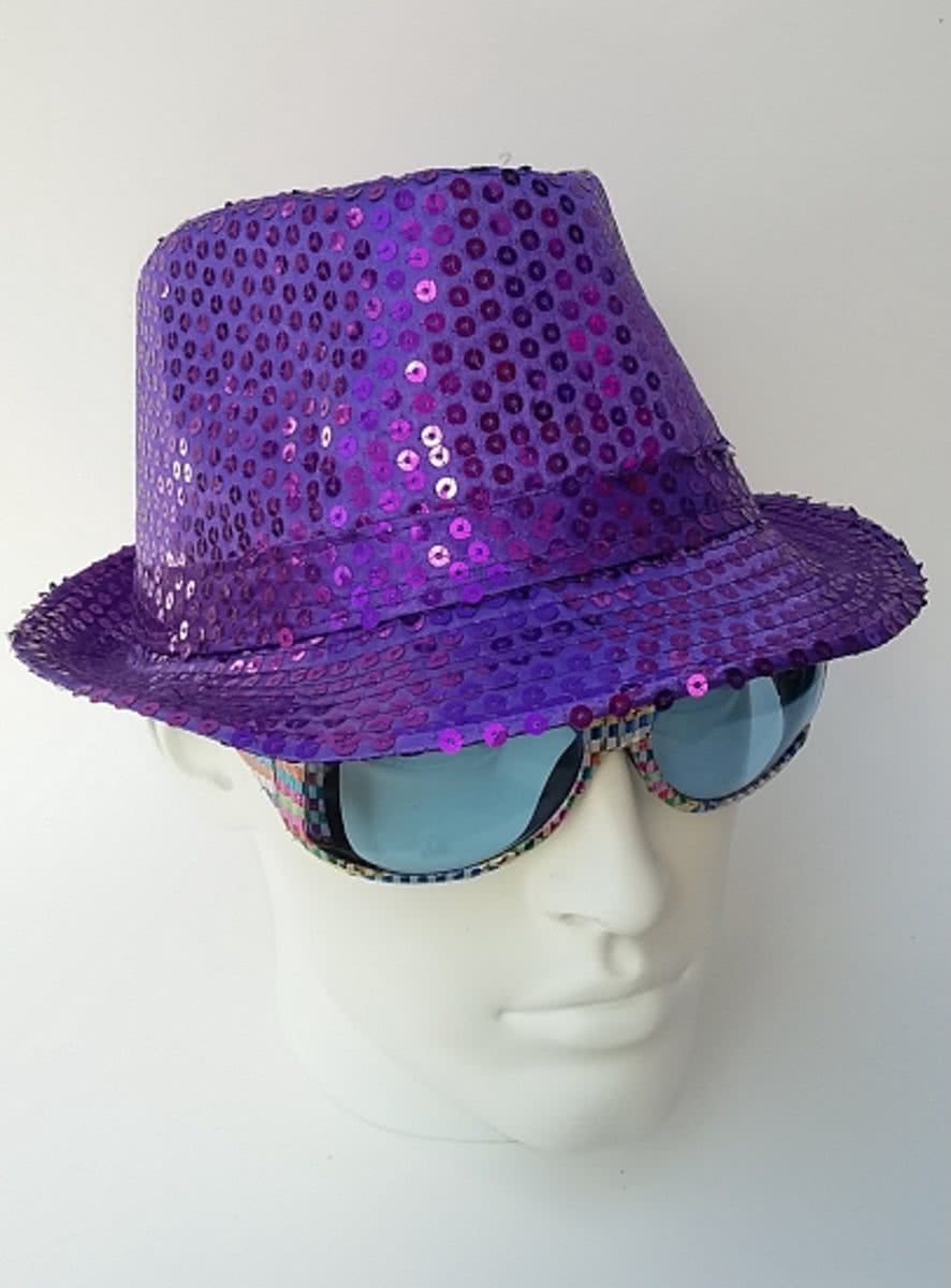 Paarse hoed met pailletten