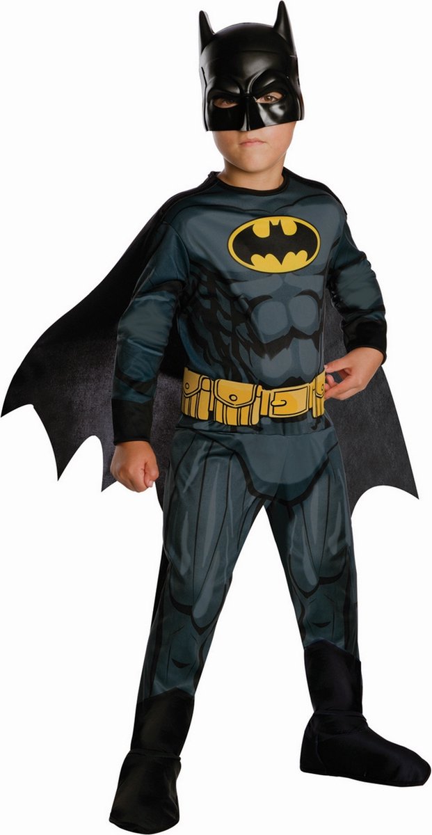   - Batman & Robin Kostuum - Boevenvanger Batman Classic Kind Kostuum - Zwart - Maat 128 - Carnavalskleding - Verkleedkleding
