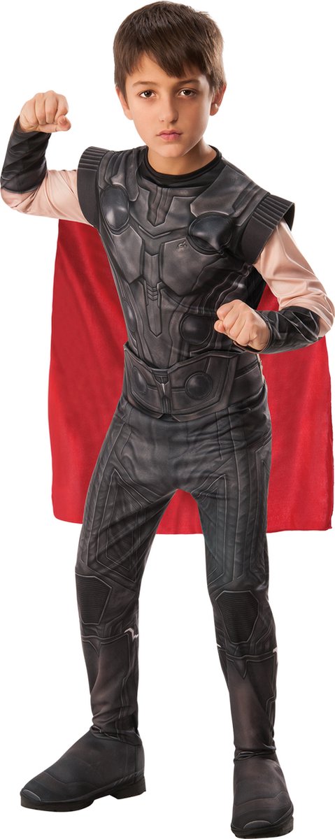   - Strijder (Oudheid) Kostuum - Thor Kostuum Jongen - rood,bruin,zwart - Maat 128 - Carnavalskleding - Verkleedkleding