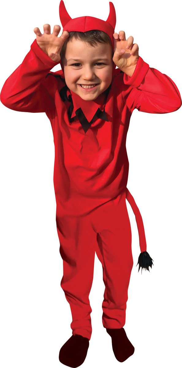   156350L, Feestkostuum, Kind, Unisex, Halloween, Devil, Rood