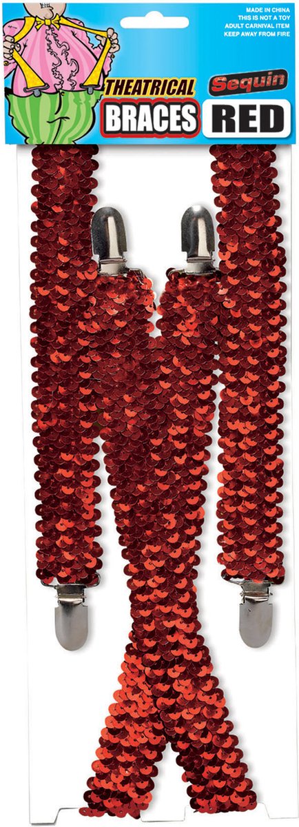   Bretels - rood glitter - unisex/volwassenen - Carnaval verkleed accessoires
