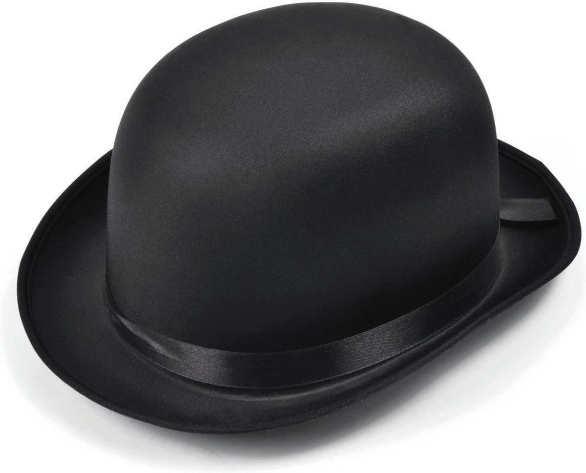   Engelse bolhoed - zwart - satijn - voor volwassenen - Carnaval verkleed accessoires