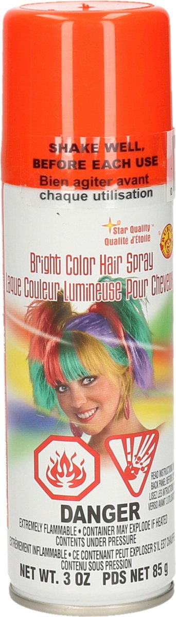   Haar verf/spray - neon oranje - spuitbus - 125 ml - Carnaval