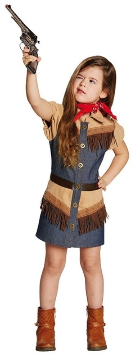   Kostuum Cowgirl Blauw/bruin Meisjes Maat 128