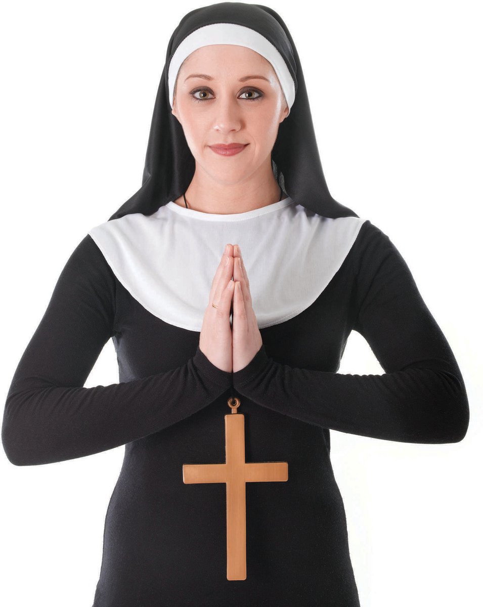   Nonnen verkleed set - 2-delig - zwart/wit - polyester - volwassenen - Carnaval accessoires