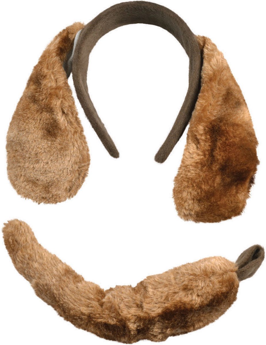   VVerkleed set hond - oortjes/staart - bruin - voor kinderen