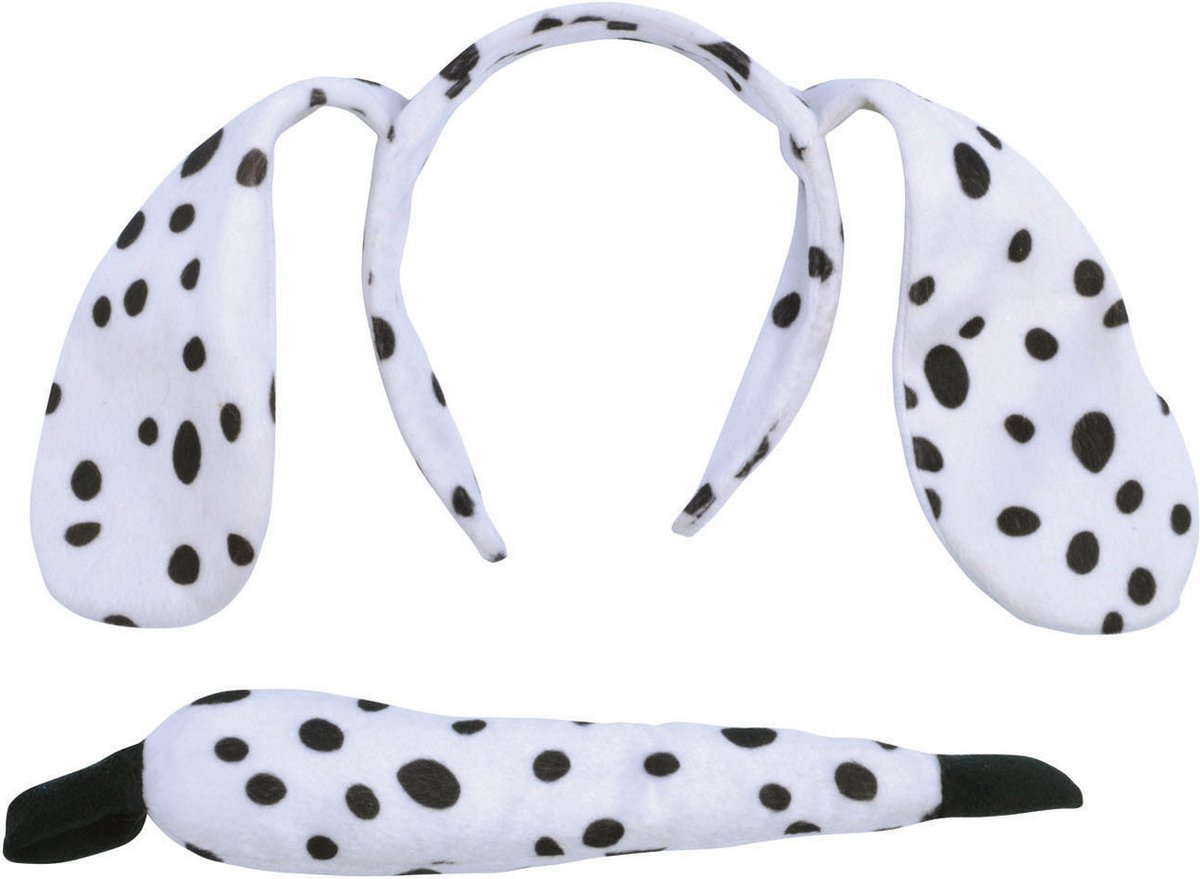  Verkleed set dalmatier - oortjes/staart - wit/zwart - voor kinderen