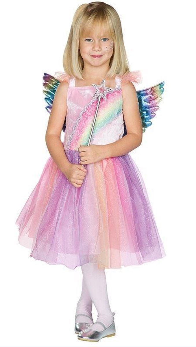   Verkleedjurk Regenboogfee Meisjes Polyester Roze Maat 104