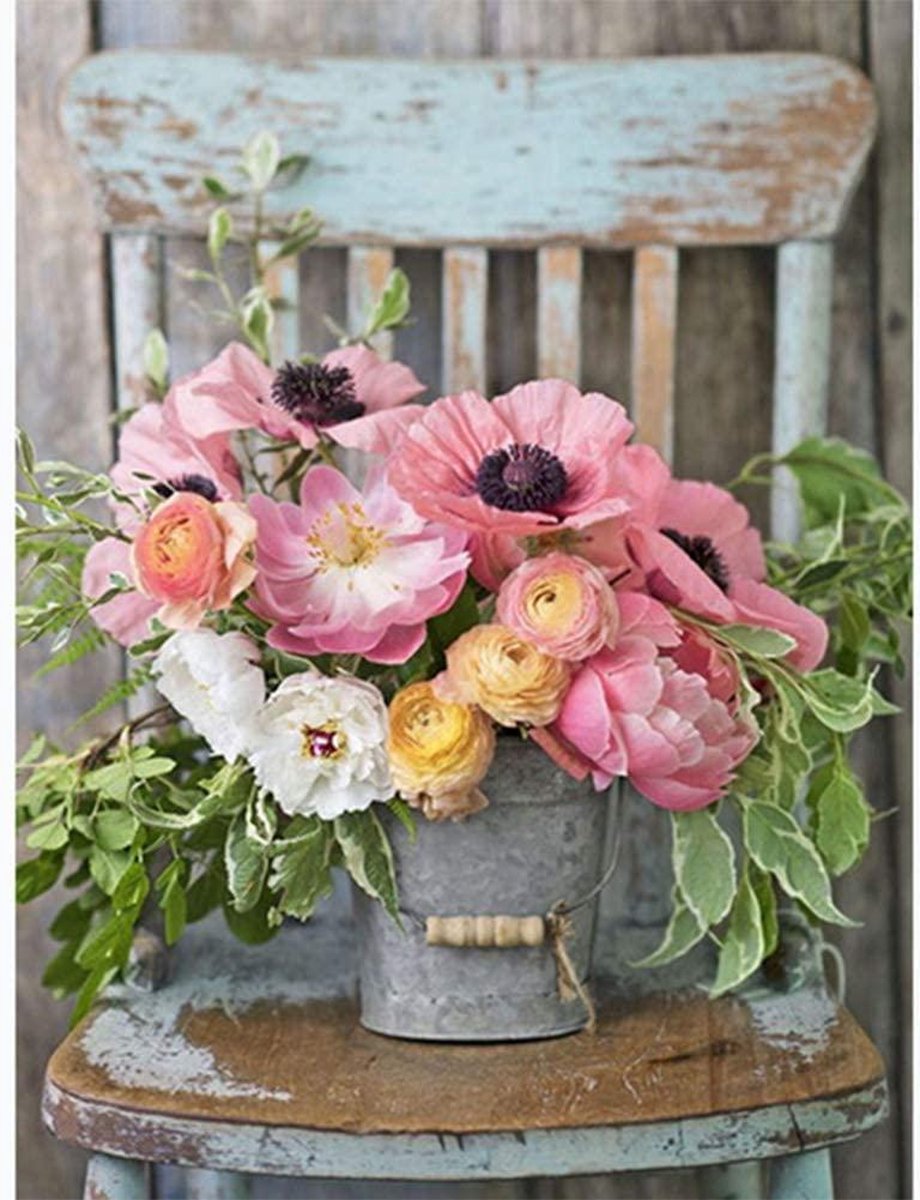   Diamond Painting Volwassenen - Diamond Painting Kinderen - Bloemen Bak - 30x40cm