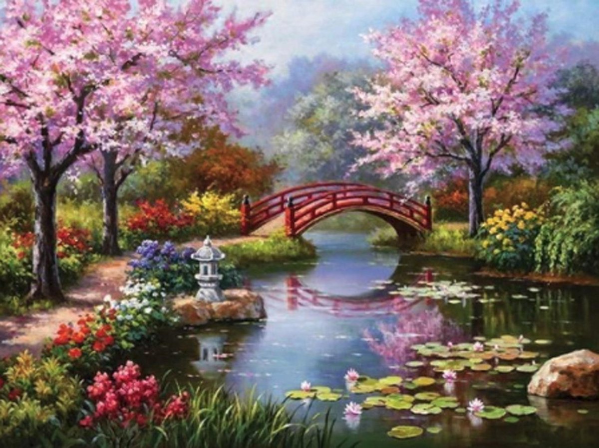 Rubye® Diamond Painting Volwassenen - Diamond Painting Kinderen - Japanse Tuin - 30x40cm