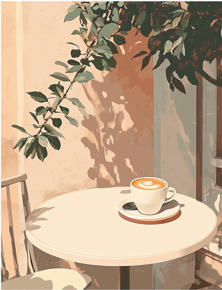 Rubye® Diamond Painting – Diamond Painting Volwassenen – Diamond Painting Kinderen – Diamond Painting Pakket Volledig – Koffie Terrasje – 30x40cm